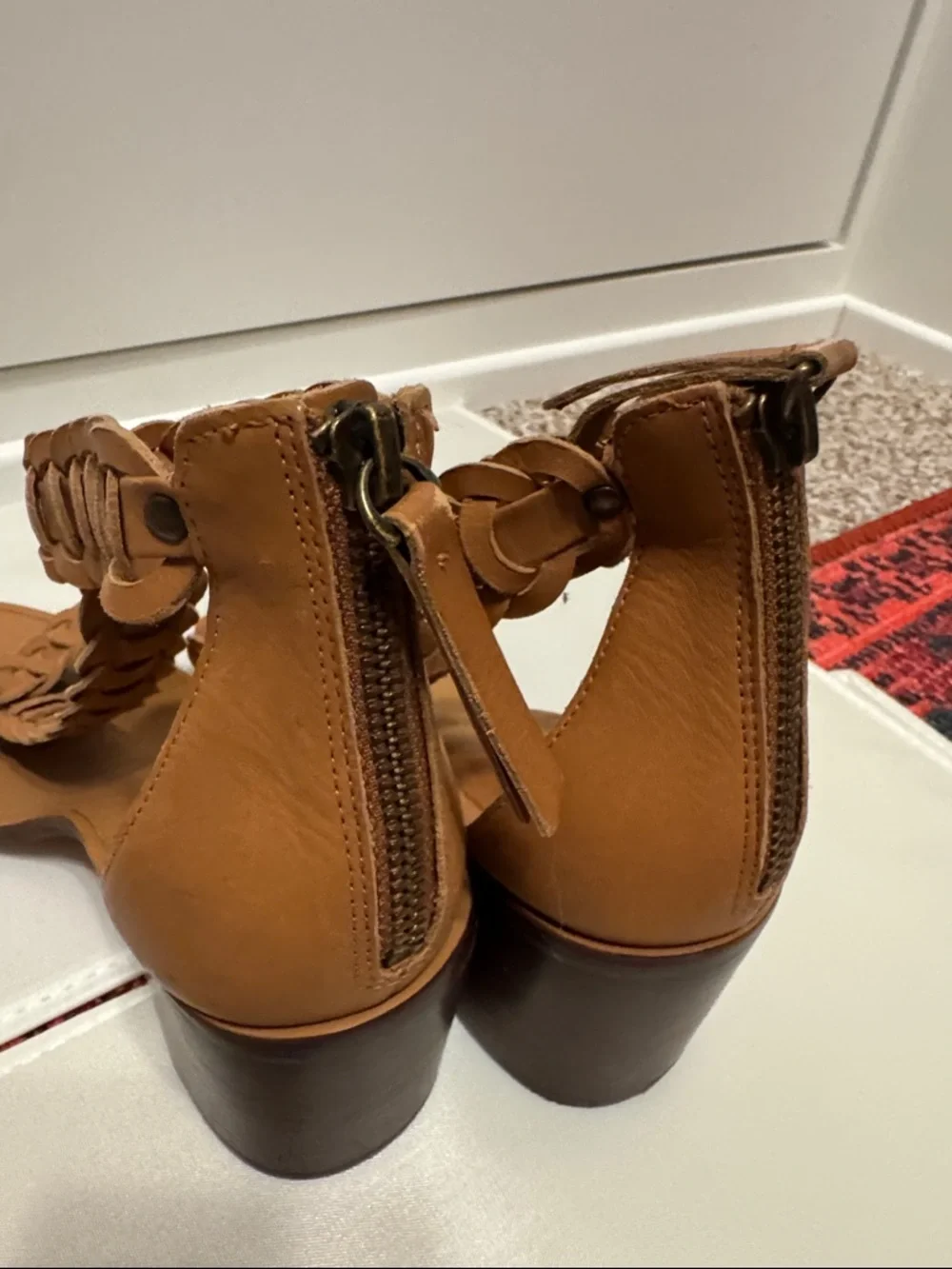 Zimmermann Braided Leather Block Heel Sandals - Tan - Picture 6 of 6